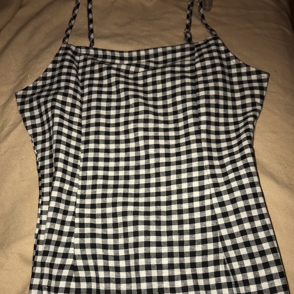 White and black checkered dress